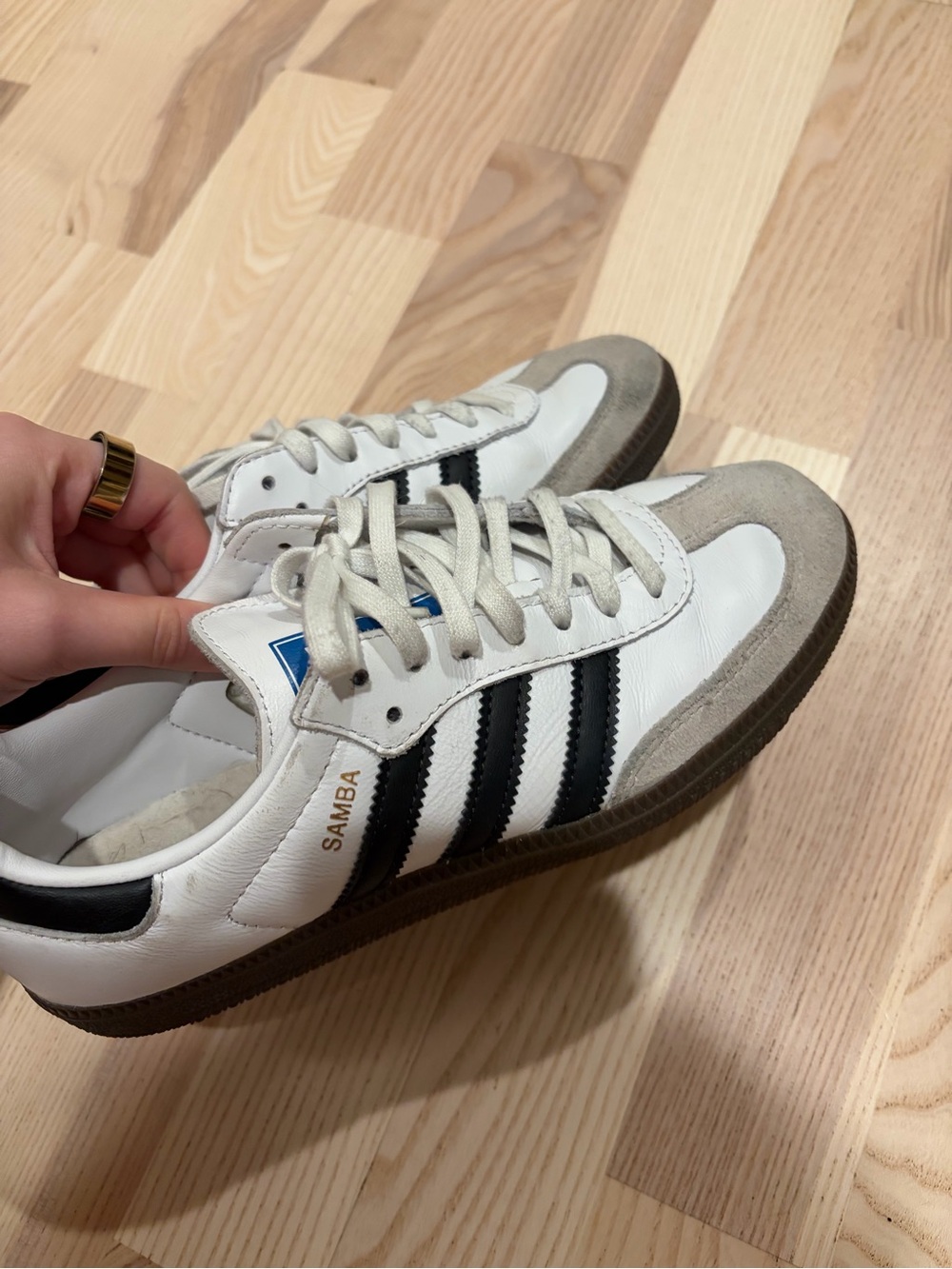 adidas Samba Leather Sneakers in White, Black & Gray